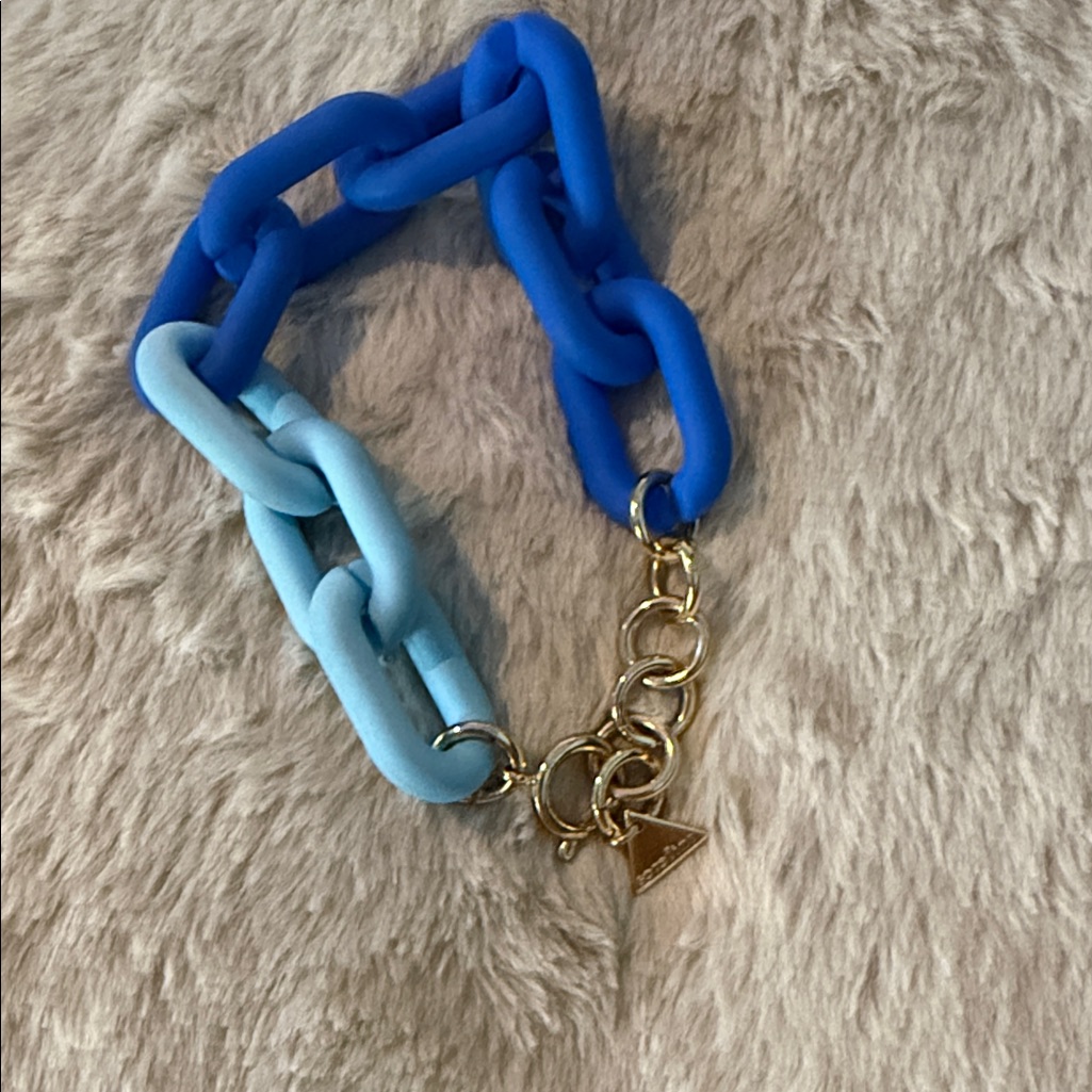 Chunky Serafina Blue And Gold Chain Bracelet